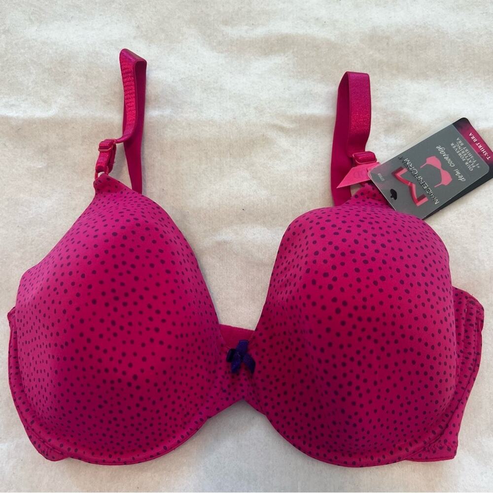 Maidenform Polka Dot One Fabulous Fit Demi T-Shirt Bra,Twinkle Berry Print 34DD